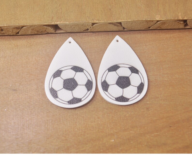 10Pcs White Football Leather Teardrop Charm Pendants,Faux Leather,vegan leather earrings,Football Earrings,Double sided--FC5113#