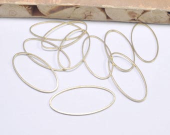 50 anneaux ovales plats en laiton brut, connecteurs ovales, breloque ovale. Pendentif ovale - 40 x 20 mm