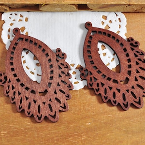 10pcs Coffee Oval Eye Wooden Pendant -Wood Eye Earrings-  Wood Jewelry -Carved Wooden Necklace Pendant,70x48mm