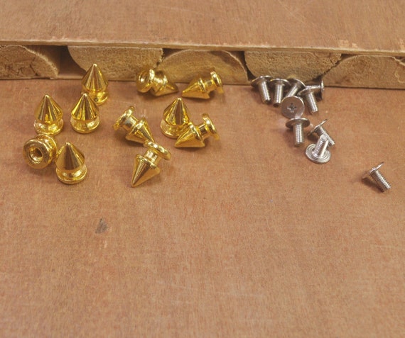 50pcs 8x12mm Gold Spikes and Studs for Leather Clothing, Screwback