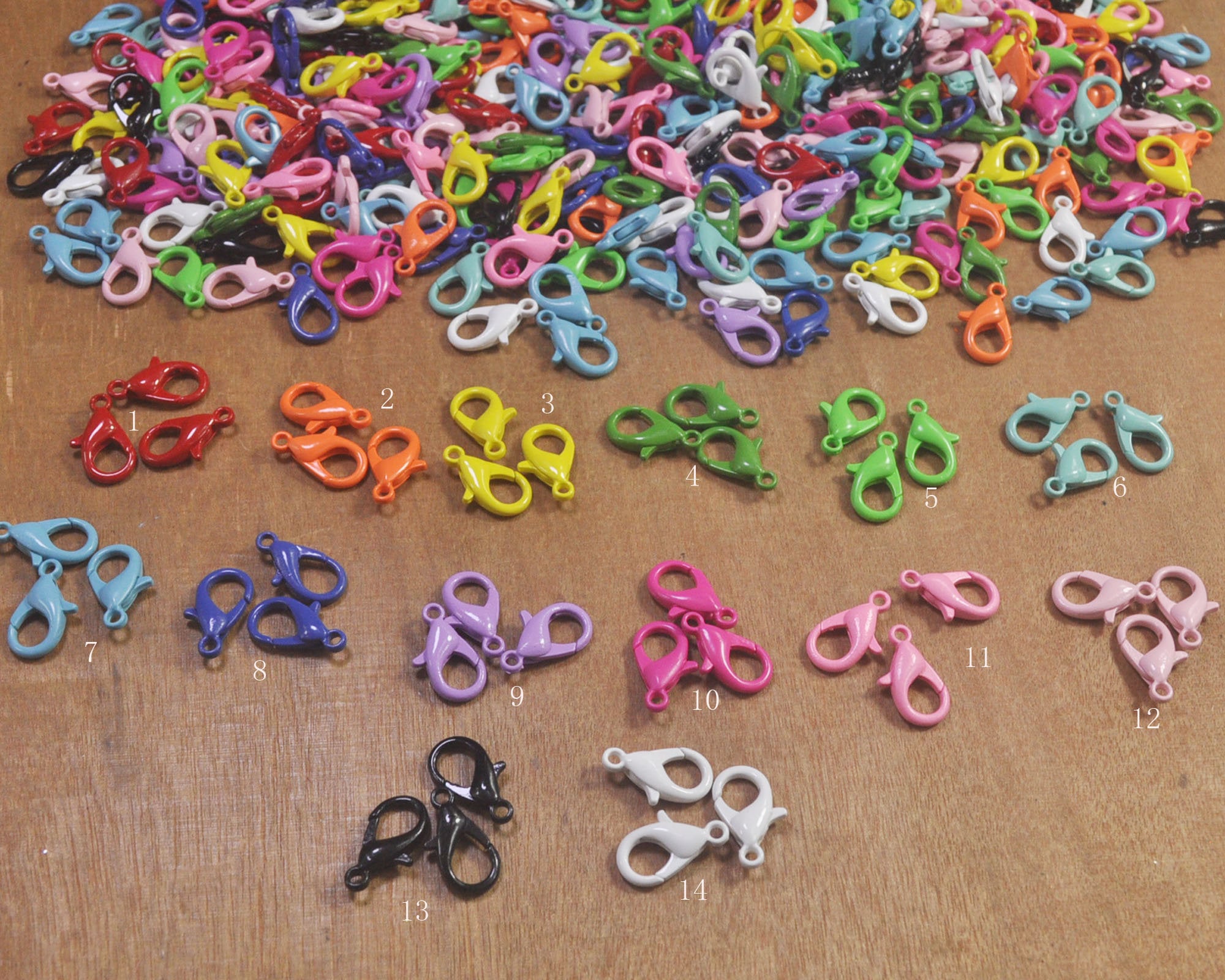 Small Plastic Lobster Clasp 18 Pcs 23mm Colorful Plastic Clasp With Heart  or Keychain Clip 