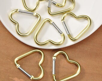 1-50 Gold Heart Carabiner Key Chain，aluminum Carabiner Clips