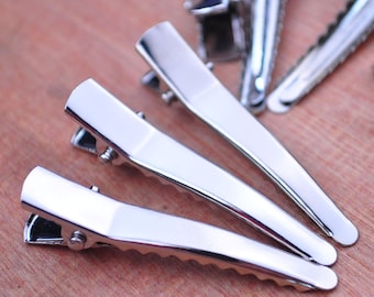 50 pinzas de cocodrilo con dientes en tono negro, pinzas de cocodrilo de 4,5 cm (1,75 pulgadas) de largo, pasadores, pinzas para el cabello negras, venta al por mayor.