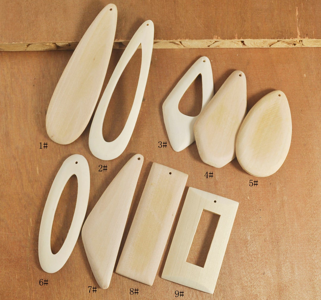 6/18/50pcs Unfinished Wooden Earrings,teardrop/ Rhombus/oval/rectangle Shape for Earrings,wood