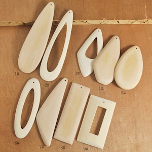6/18/50Pcs Unfinished Wooden Earrings,Teardrop/ Rhombus/Oval/rectangle Shape for Earrings,Wood Beads Pendant,blank unfinished wood supplies
