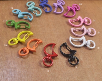 10pcs Moon shaped swivel snap hook key chain swivel clasp ,Coloured key clasps,Swivel Clasp Connector for Keychains and Accessories,34x18mm
