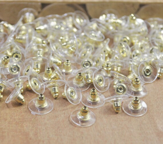 100 Earring Backs in Gold Tone Round Plastic Earring Back Earring Stoppers  Ear Nut 