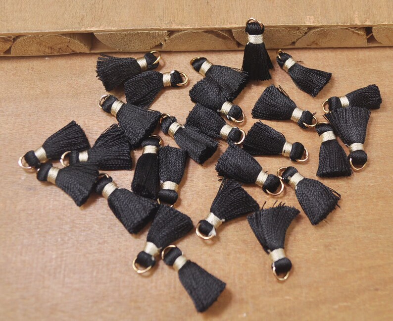 20pcs 0.9 of Black Mini Tassels DIY Craft Etsy