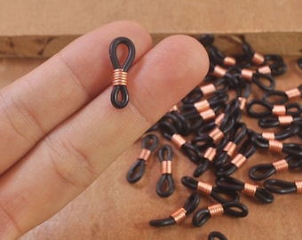 Black eyeglass holder,Rubber Glasses Chain Holders,30pcs Eye Glasses Spectacle Chain Strap Holder Rubber Loop Ends-- 21x4mm