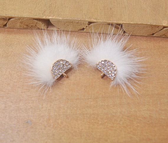 Buy 2 4 6 8 10PCS White Filled Earrings Charm With Rhinestone fan