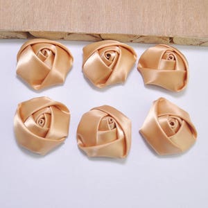 1.37&quot; Silky Satin Roll Rosettes，30Pcs Tan Satin Roses,Tan Satin Flowers,Fabric Flower,Hair Accessories Supplies 35mm