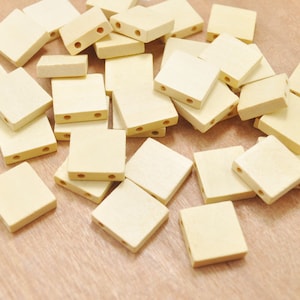 30pcs Natural Square Wooden Beads(2 holes),Unfinished Geometric Wood Beads, Wood Crafts -18mm