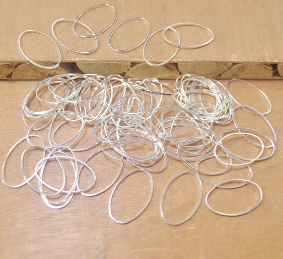 50pcs Silver Plated Flat Oval Jump Ring, Brass Oval