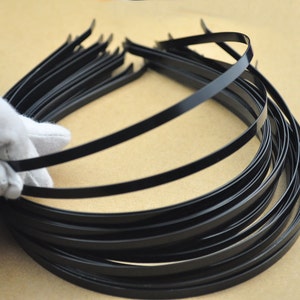 VENTA--100pc Metal Black Diademas 5mm Negro chapado con extremo doblado Al por mayor