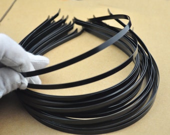 SALE--20pc Metal Black Headbands 5mm Black plated with bent end Wholesale