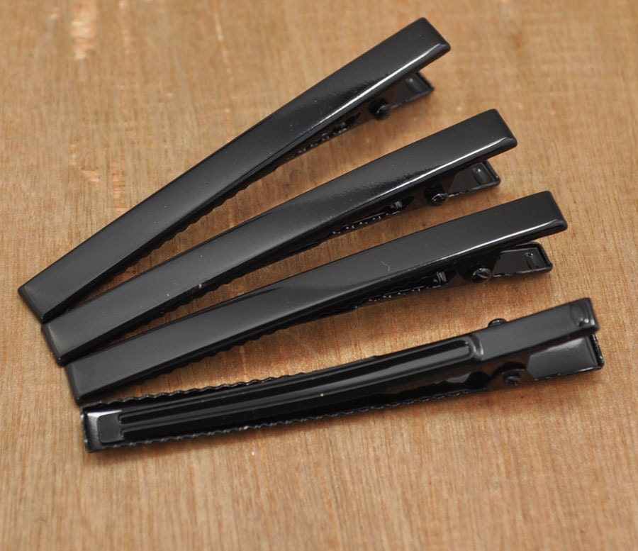 12 Pack Black Plastic Hair Clips - Square Side Combs & Pin Barrettes For Women - 80x50mm