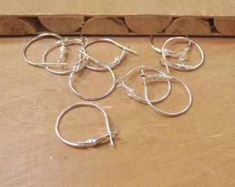Earring Hoops,50pcs 1 inch Silver Plated metal Earring hoops,Beading Earrings Hoops,25mm.