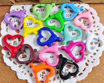 15 Colors,10Pcs Mixed Color Small Heart Clasp Key Chain/key clasps,Chunky Lobster Clasp,Jewelry Clasps,Metal Clasps Making Supplies--17X20MM