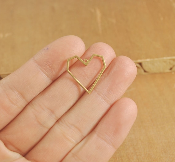 50Pcs Raw Brass Heart Shape Charms，Heart Earrings,Flat Heart,Heart Necklace  Pendant,Jewelry Supplies 20mm - Main Image
