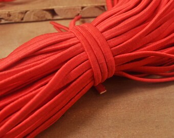 5 Yds/10 Yds Elastic Cord, 5mm width Red elastic flat elastic thread,Sewing stretch string,stretch cord,Poly rubber Elastic rope.