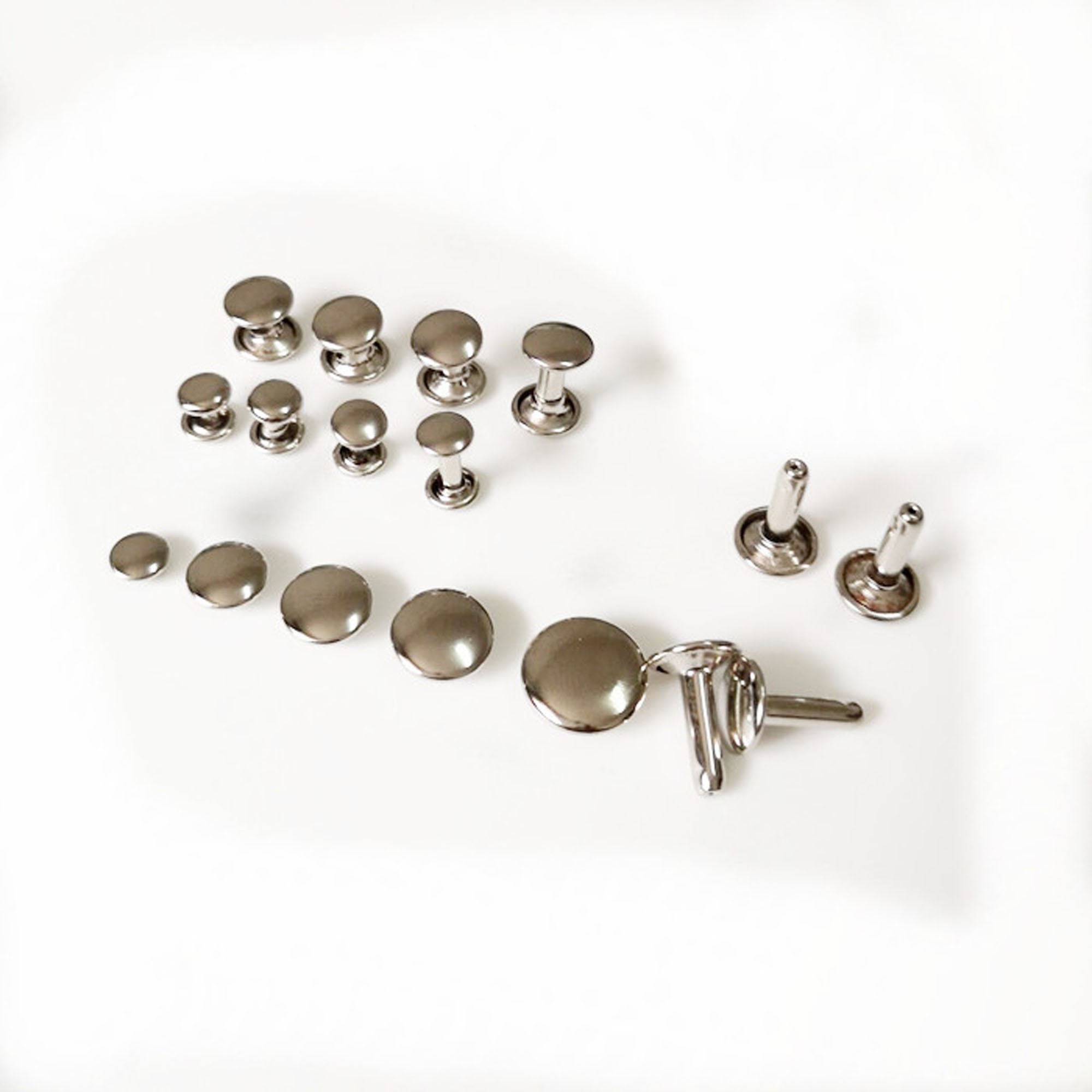 100pcs Silver Double Cap Rivets,stud Rapid Rivets Leather Craft Repair ...