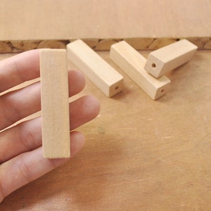 15pcs wood tubes,square wood tube beads，natural rectangle wood bead，Wood Beads Large Rectangle Unfinished，Jewelry Making -- 55x15mm