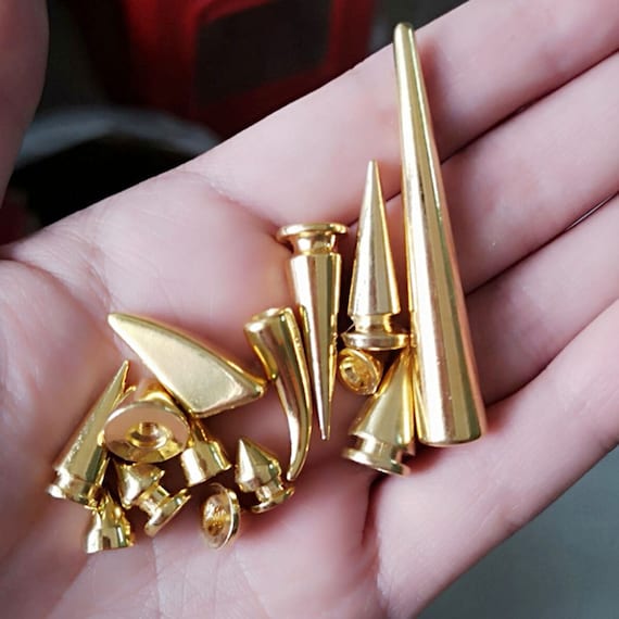 20pcs Gold Bullet Punk Spikes,leather Crafts Screw Punk Studs Cone