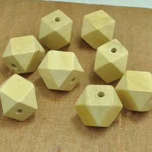 Geometric Figure Wooden Beads - Geometric Faceted Cube Wooden Beads 20mm Faceted Wood Beads for Crafts Jewelry