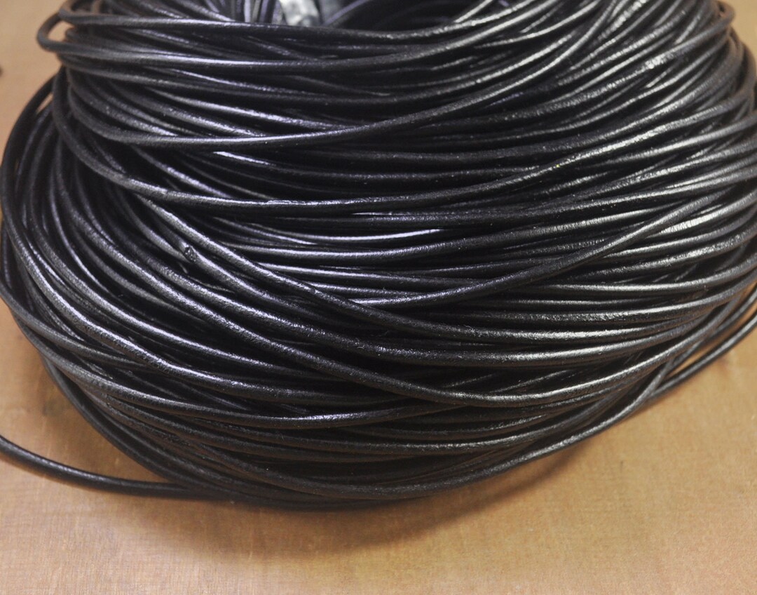 10 Yards Black Cowhide Cords,3mm Nautral Round Leather Cords for