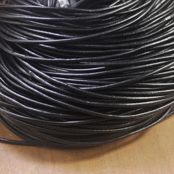 10 yards cordons noirs de cuir de vache, cordons ronds de cuir de 3mm Nautral pour la fabrication de bijoux, bracelets, colliers