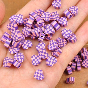 Wholesale Beads,40/100 Pieces 9mm Pink&Purple Heart Polymer Clay Beads, Polymer Clay Beads,For Jewelry Made Beads,For Bracelet Beads