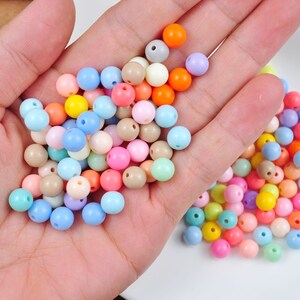 200/500 stuks 8 mm ronde kralen, acryl kauwgomballen kralen, pastelkleurige ronde afstandskralen, afstandskralen, kleine plastic ronde gladde kraal.