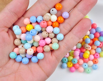 200/500Pcs 8mm Round Beads, Acrylic Gumball Bubblegum Beads,  Pastel Colour Round Spacer Beads,Spacer Beads,Tiny Plastic Round Smooth Bead.
