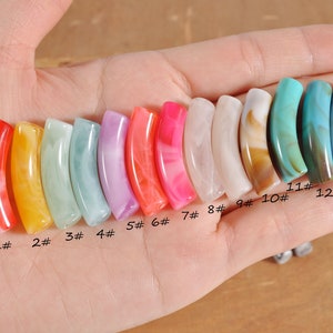 13 Farben,8mm Skinny Marmorierte bunte Acryl Röhrenperlen,Bambusperlen,6Stk-90Stk geschwungene Röhrenperlen,Perlen für Armreifenherstellung,32x8mm Bild 1