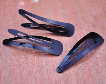 50PC Schwarz Ton Snap Haarspangen,BABY Haarspangen,Wassertropfen Haarspangen,Metall Haarspangen--48x13MM.
