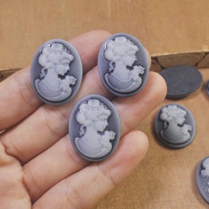 Large Vintage Gray Cameos,10-100 Oval Flatback Resin Beauty Head Lady Cameo Charm Finding,Phone Decoration Kit,DIY Accessory Jewelry Making