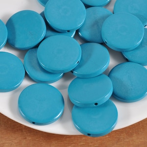 10pcs 25mm Flat Round Wood Bead Pendants,painted wooden bead,round wood discs,Peacock Blue wooden beads,DIY necklace Charm