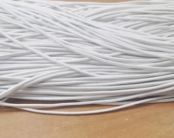 Weiße elastische Schnur, 2.5 mm weiße elastische Schnur, elastische runde Seil Zier Armband, Nylon Außen Gummi Innen