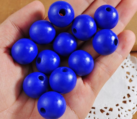 Wholesale 100pcs Blue Wood Beads,20mm round wooden bead,Painted wood  bead,necklace bead,bracelet bead,wood craft