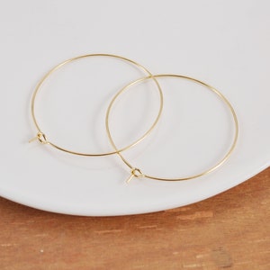 50Pcs 18k Gold Plated Earring Hoops, 15/20/25/30/35/40/45/50mm Circle earrings, Round Earring Hoop ,Earring Wires, Jewelry Making image 9