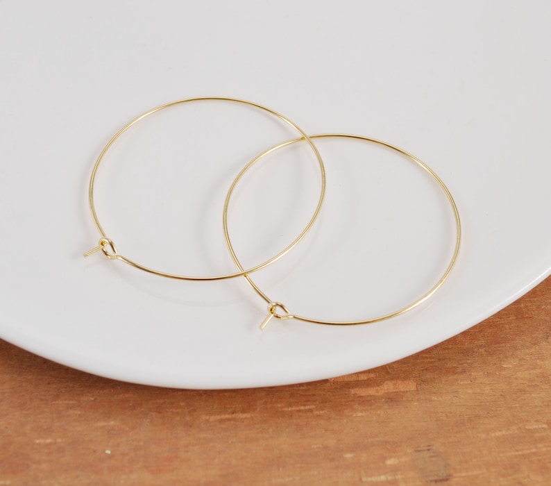 50Pcs 18k Gold Plated Earring Hoops, 15/20/25/30/35/40/45/50mm Circle earrings, Round Earring Hoop ,Earring Wires, Jewelry Making image 9