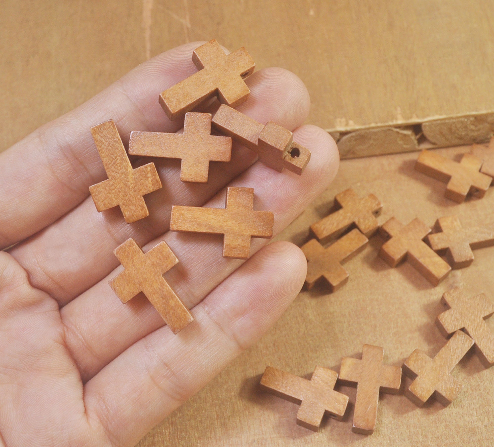 Birsppy HORLAT Wood Cross Hand Painted 25cms. Latin American Cross. Cross  made from wood.