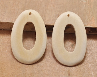 Wholesale Oval Flat O ring beads,20pcs unfinished wooden bead handmade Natural beads wood crafts - 57x34mm