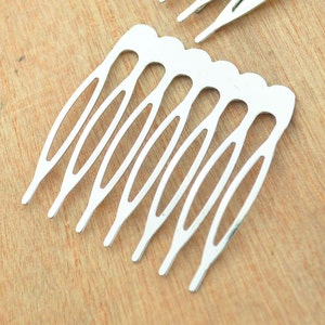 30pcs 8 teeth Silver Metal Hair combs, Silver Plated Comb Findings,Silver Hair Comb Blank--38x42mm.