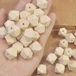Geometric Wooden Beads  - 14mm - Pack of 30Pcs ,Wooden Beads, Unfinish Wooden Beads, Natural Wooden Beads for jewellry