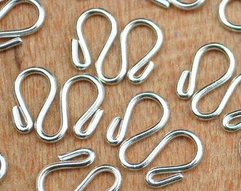 50pcs Silver Necklace Hook, Necklace Clasp/Bracelet Clasp,silver plated Copper clasp, Brass clasp links connectors,M hooks,12x10mm