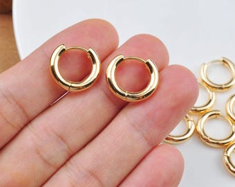 Orecchini a cerchio classici in oro da 30 mm, oro 14 carati, R3165, taglia media, alla moda, brillanti, raffinati gioielli, autentici cerchi, regalo per lei - Italia