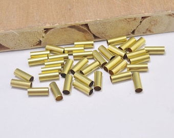Round Brass Tube Bead, 50pcs 10x4mm Raw Brass Tubes beads