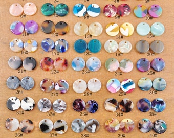 2-100pcs Tortoise Shell Round Disc Pendants 12mm, Acrylic Coin Shaped Earring Components, Acetate Disk Coin Charms,DIY Making supply