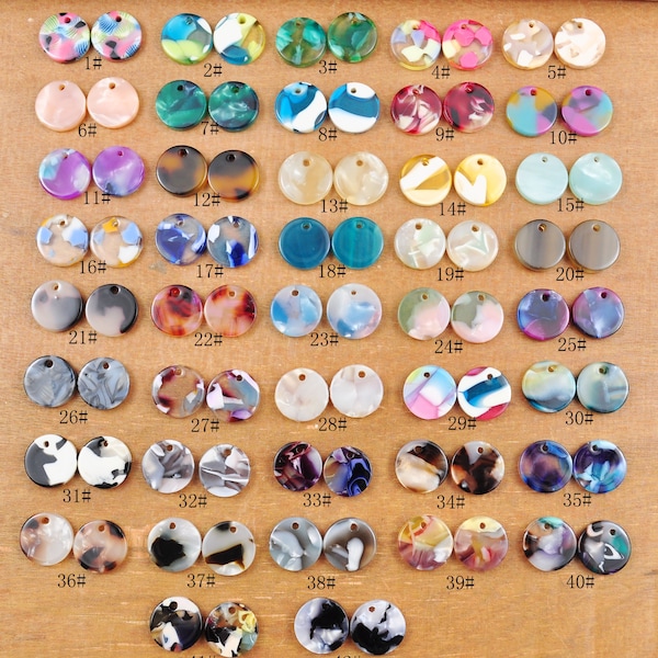 2-100pcs Tortoise Shell Round Disc Pendants 12mm, Acrylic Coin Shaped Earring Components, Acetate Disk Coin Charms,DIY Making supply